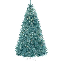 Best Choice Products Pre-Lit Peacock Blue Christmas Tree, Artificial Full Holiday Decoration w/ Incandescent Lights