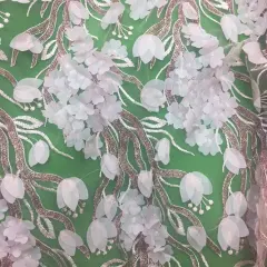 1 Yard Metallic 3D Design Lace Fabric for Dress and Gown, 55 Inches Wide