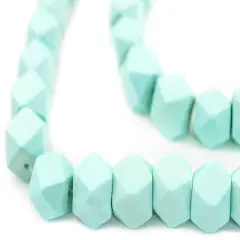 The Bead Chest Mint Green Cornerless Cube Wood Beads: 12mm Diamond Cut Natural Organic Beads for Jewelry Making