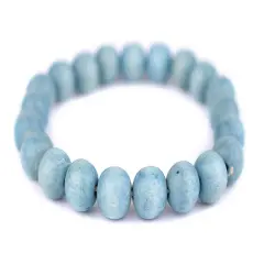 The Bead Chest Wood Stretch Bracelet, Light Blue - Stackable Beaded Jewelry, Unisex for Men & Women