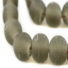 The Bead Chest Groundhog Grey Frosted Sea Glass Beads 20mm Brown Round Large Hole 24 Inch Strand