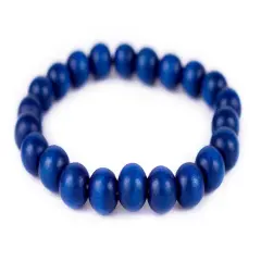 The Bead Chest Wood Stretch Bracelet, Azul Blue - Stackable Beaded Jewelry, Unisex for Men & Women