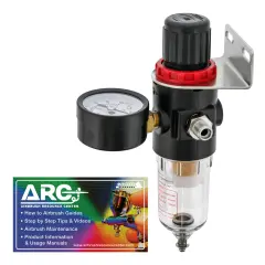 rue Diaphragm Airbrush Pressure Regulator with Gauge & Water Moisture Trap &ndash; Filter, Air Compressor Water Trap for Clean, Moisture-Free Airflow