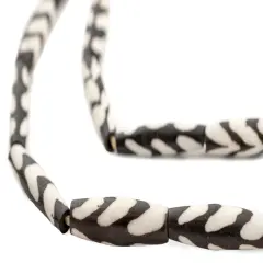 The Bead Chest Batik Bone Beads - Full Strand of Fair Trade African Beads (Tube, Arrow Design)