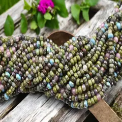 6/0 Aged Jupiter Striped Picasso Mix Seed Beads (18" Strand)