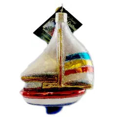 Old World Christmas 4.0 Inch Sailboat Tree Ornament , Christmas Ornament Multicolored