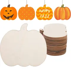 50 PCS Pumpkin Wood Cutouts Unfinished Fall Wooden Cutouts