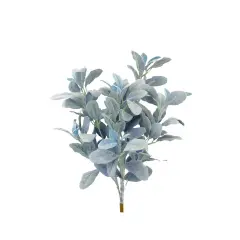 22" Artificial Blue Lamb&rsquo;s Ear Bush &ndash; Soft Frosted Faux Greenery Stem