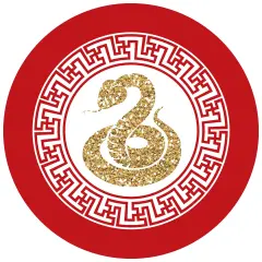 Big Dot of Happiness 2025 Year of the Snake - Lunar New Year Circle Sticker Labels - 24 Count