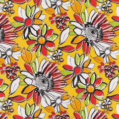 Canary - Gold & Yellow Floral Upholstery Fabric 54 Inches"