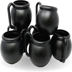 4E's Novelty Black Kettle Mugs 12 Pack, 12oz Plastic Cauldron Cups, BPA-Free Witch Party Favors, Halloween Mugs, St. Patrick&rsquo;s Day Pots of Gold, Wizard Party Supplies, Candy Holders & Decorations