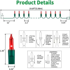 100Lights 19.6ft Super-Bright Extendable Red Christmas Lights Decoration