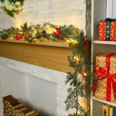 1 Pcs 9 ft Christmas Garland with Light Christmas Lighted Pine Garland