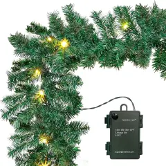 10Ft Pre-lit Christmas Garland with 50 LED Lights- Battery Operated String Light