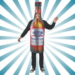 Budweiser Beer Bottle Costume Funny Beverage Tunic Logo Print Halloween Party Outfit