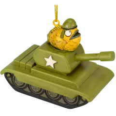 Tree Buddees Funny Fish Tank Christmas Ornament Goldfish Driving a Green Army Tank