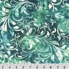 Green Teal Bliss Batik Isabella Digital Cuddle Fabric per yard