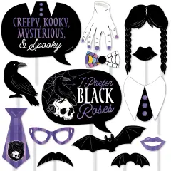 Big Dot of Happiness Goth Girl Photo Booth Props Kit, Black and Purple Halloween or Gothic Birthday Party Supplies - 20 Count Selfie Prop Sticks