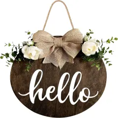 MayAvenue Welcome Sign - Rustic Round Wood Door Hanging