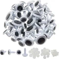 50pcs Black Wiggle Googly Eyes Plastic Safety Eyes 10mm 12mm 15mm 18mm