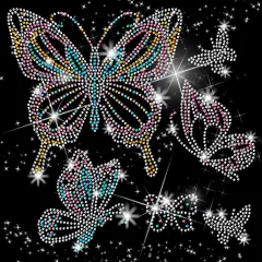 6 Pcs Butterfly Patterns Rhinestone Iron on Hotfix Transfer Decal Bling DIY Patch Clothing Repair Applique T-Shirt Vest Shoes Hat Jacket Decor Clothing DIY Accessories