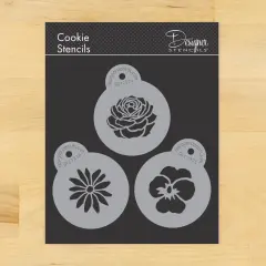Garden Flowers Cookie Stencil Set | C737 by Designer Stencils | Cookie Decorating Tools | Baking Stencils for Royal Icing, Airbrush, Dusting Powder | Reusable Plastic Food Grade Stencil for Cookies | Easy to Use & Clean Cookie Stencil