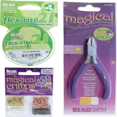 The Beadsmith Magical Crimper Kit - Includes Crimp Forming Pliers, 500 2x2 mm Crimp Tubes in Assorted Colors, and 21-Strand Flex-Rite Wire