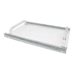 Crystal Glass Tray with Inner Gemstones Gold/Silver