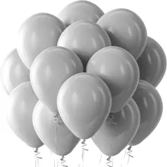 Gray Balloons Latex Party Balloons - 100 Pack 12 inch Round Helium Pastel Grey Balloons for Birthday Baby Shower Wedding Anniversary Party Decorations