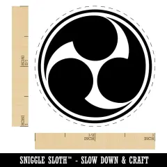 Mitsu Tomoe Japanese Shinto God Symbol Samurai Charm Self-Inking Rubber Stamp Brown