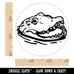 Sneaky Alligator Head Sticking Out Water Swamp Self-Inking Rubber Stamp Crafting Green