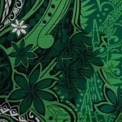 72" L x 45" W Kingdom of Tonga Seal Tiare Sarong Polyester Fabric Green