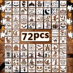 72 PCS 3x3 Inch Halloween Stencils for Painting,(72PCS Halloween)