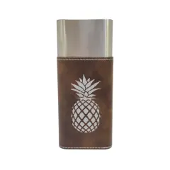 Cigar Case with Cutter - Pineapple - Leather Rustic/Silver