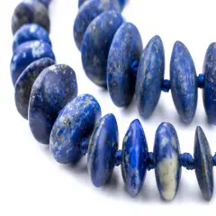 The Bead Chest Afghan Lapis Lazuli Saucer Beads 15mm Afghanistan Blue Gemstone Large Hole 18 Inch Strand