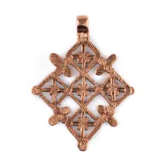 Metu Copper Coptic Cross Pendant (53x70mm): Authentic Ethiopian East African Design for Jewelry & Necklace Making