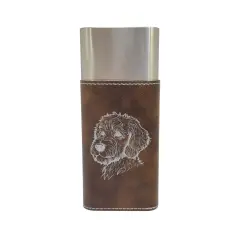 Cigar Case with Cutter - Golden Doodle - Leather Rustic/Silver