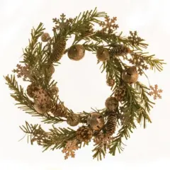 Rusty Glitter Bell & Snowflake Pine Wreath