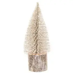 8" Freestanding Snowy Fox-tail Pine Tree Perfect for Rustic Decor