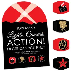 Big Dot of Happiness Red Carpet - Movie Night Party Scavenger Hunt - 1 Stand and 48 Game Pieces - Hide and Find Game