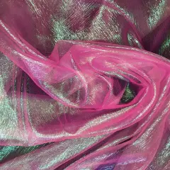 1 Yard Neon Pink Iridescent Organza Fabric Sheer Shimmer Material for Costumes, Decor & Dresses 45 Inch Wide