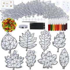 24 Sets Fall Leaf Suncatchers Ornaments Decorations DIY