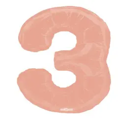 34" Numeral 3 Balloon - Rose Gold, 1ct