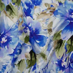 1 Yard Premium Italian Silk Charmeuse Watercolor Floral Print 53" Wide Smooth Fabric for Evening Wear & Tops