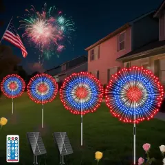 4th of July Decorations Fireworks Solar Lights Outdoor 4 Pack