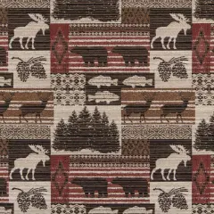 Moose Currant - Brown,Red & Burgundy Novelty Upholstery Fabric 54 Inches"