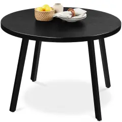 Best Choice Products 35.5in Mid-Century Modern Round Dining Table w/ Steel Legs, Adjustable Feet Black