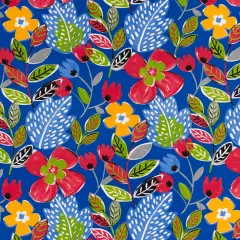 Ultramarine - Blue Floral Upholstery Fabric 54 Inches"