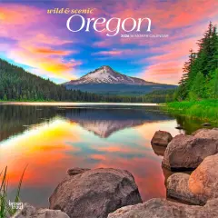 Oregon Wild & Scenic | 2026 12 x 24 Inch (Hanging) Monthly Square Wall Calendar | Plastic-Free