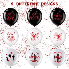 45 Pieces Scary Halloween Balloons 12 Inches Bloody Balloons Eye Blood Splatter Decorations Horror Balloons Zombie Latex Balloons for Birthday Vampire Haunted House Party Supplies (Scared Style)